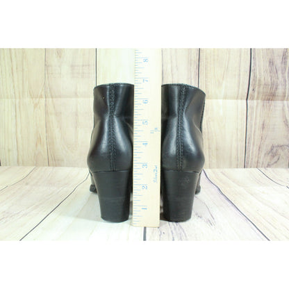 LL Bean Women's Black Leather Side Zip Casual Ankle Heel Booties Size 7.5 M