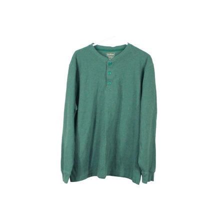 LL Bean Men's Unshrinkable Mini Waffle Henley Long-Sleeve Cotton Green XL