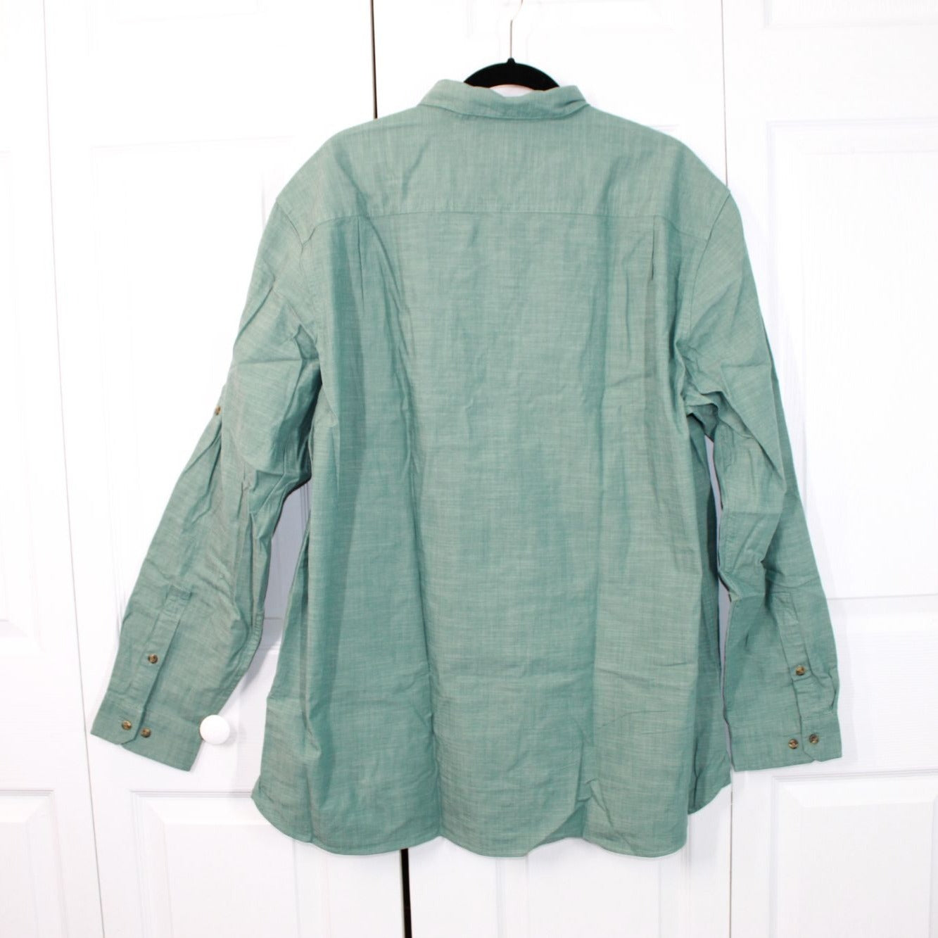 LL Bean Women's Green Cotton Traditional Fit Long Sleeve Button Up Shirt Small