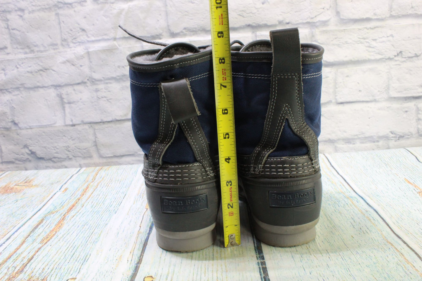 LL Bean Men's Blue Nylon 8" Shearling Lined Waterproof Insulated Duck Boots 10 M