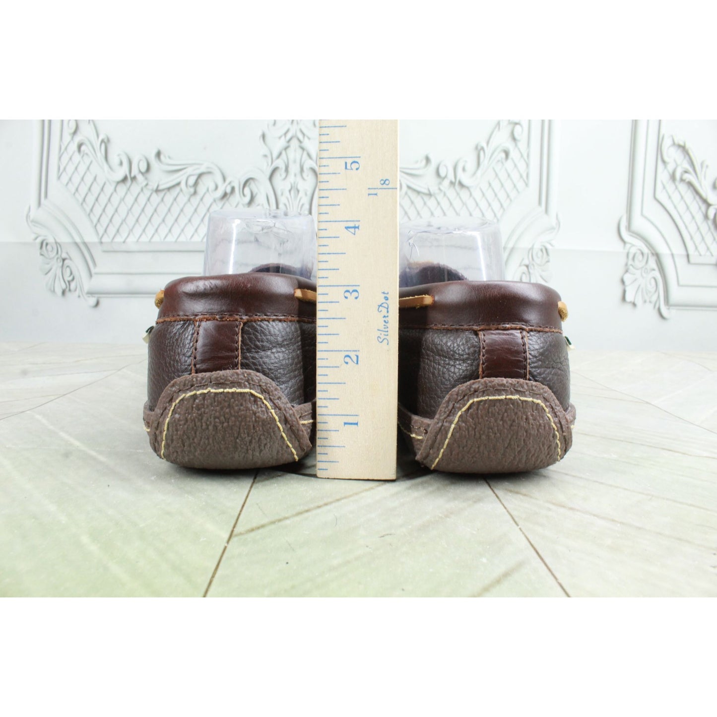 LL Bean Men's Handsewn Slippers Flannel Lined Soft Leather Brown Size 10 M