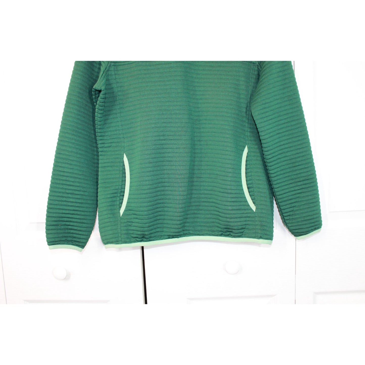 LL Bean Women's Airlight Knit Pullover Sweatshirt Quilted Green Size S