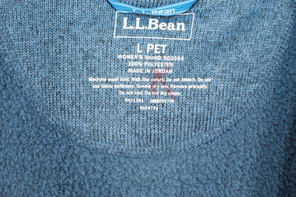 LL Bean Women's Arctic Blue Fleece Full-Zip Hooded Coat Jacket Size L Pet