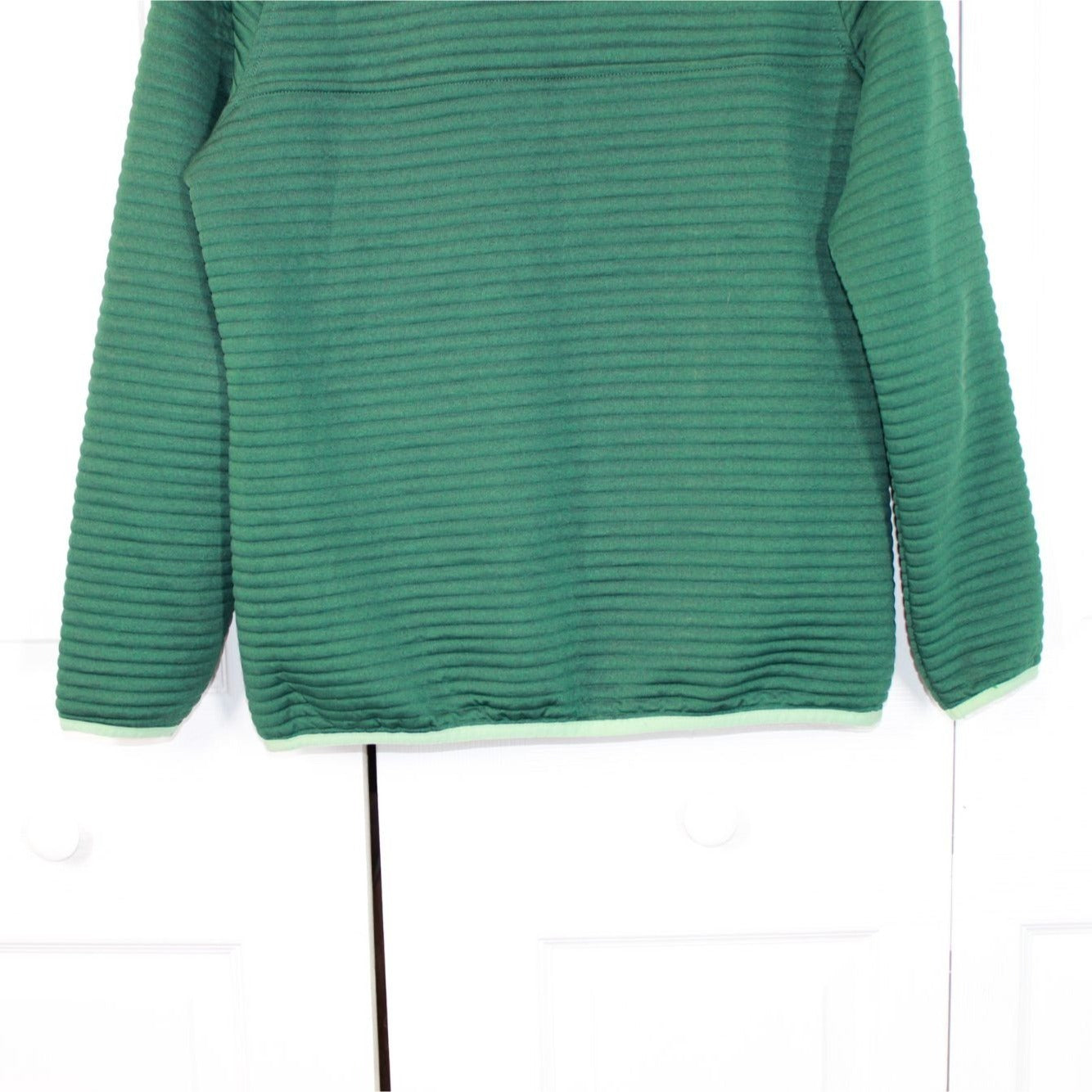 LL Bean Women's Airlight Knit Pullover Sweatshirt Quilted Green Size S