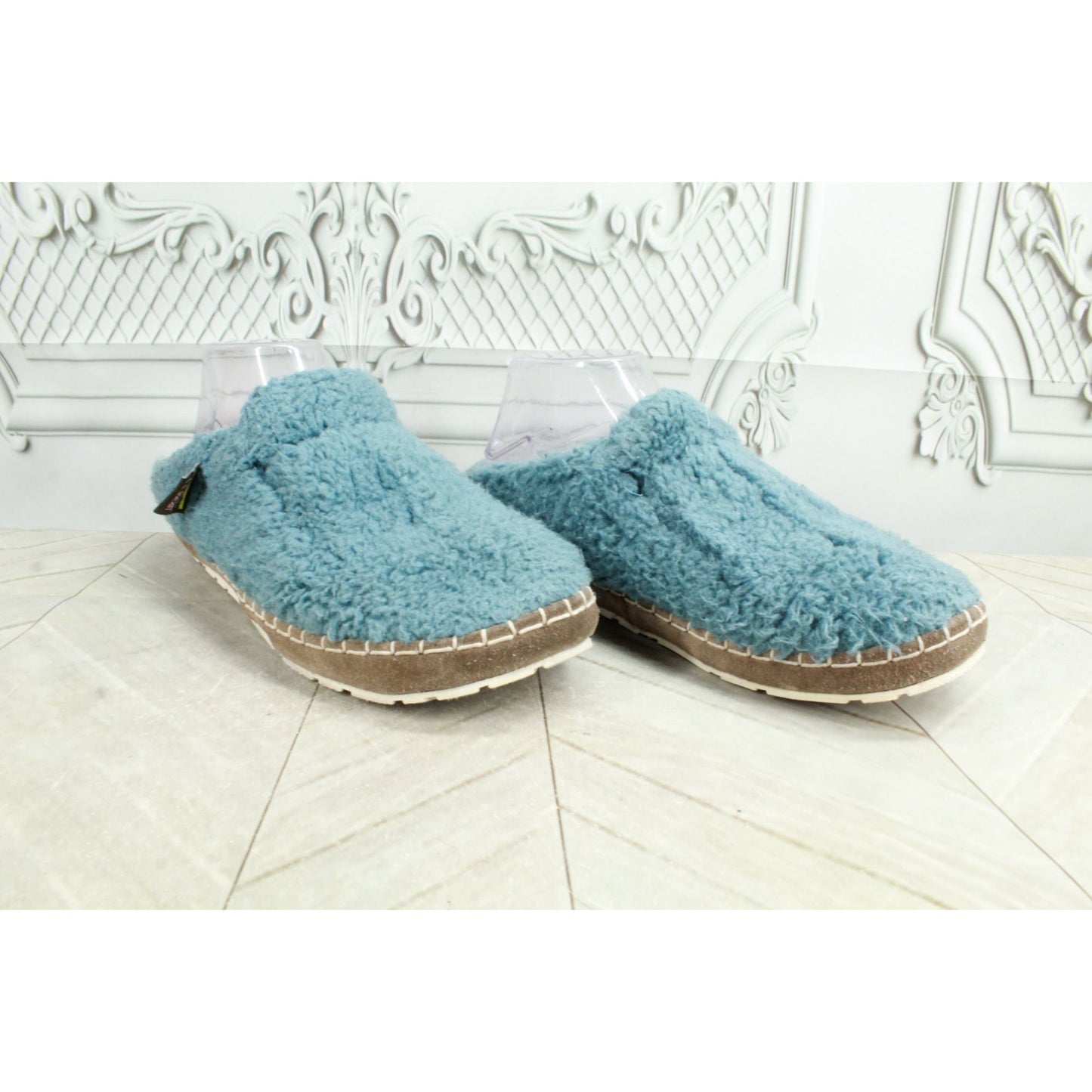 LL Bean Women's Aqua Knit Wicked Good Fleece Lined Cozy Slippers Size 8 M