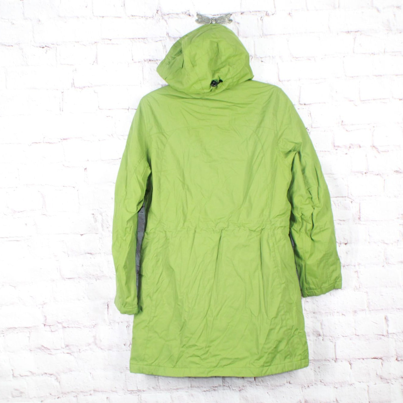 LL Bean Women's Parka Hooded Winter Coat Fleece Quilted Nylon Green Size M