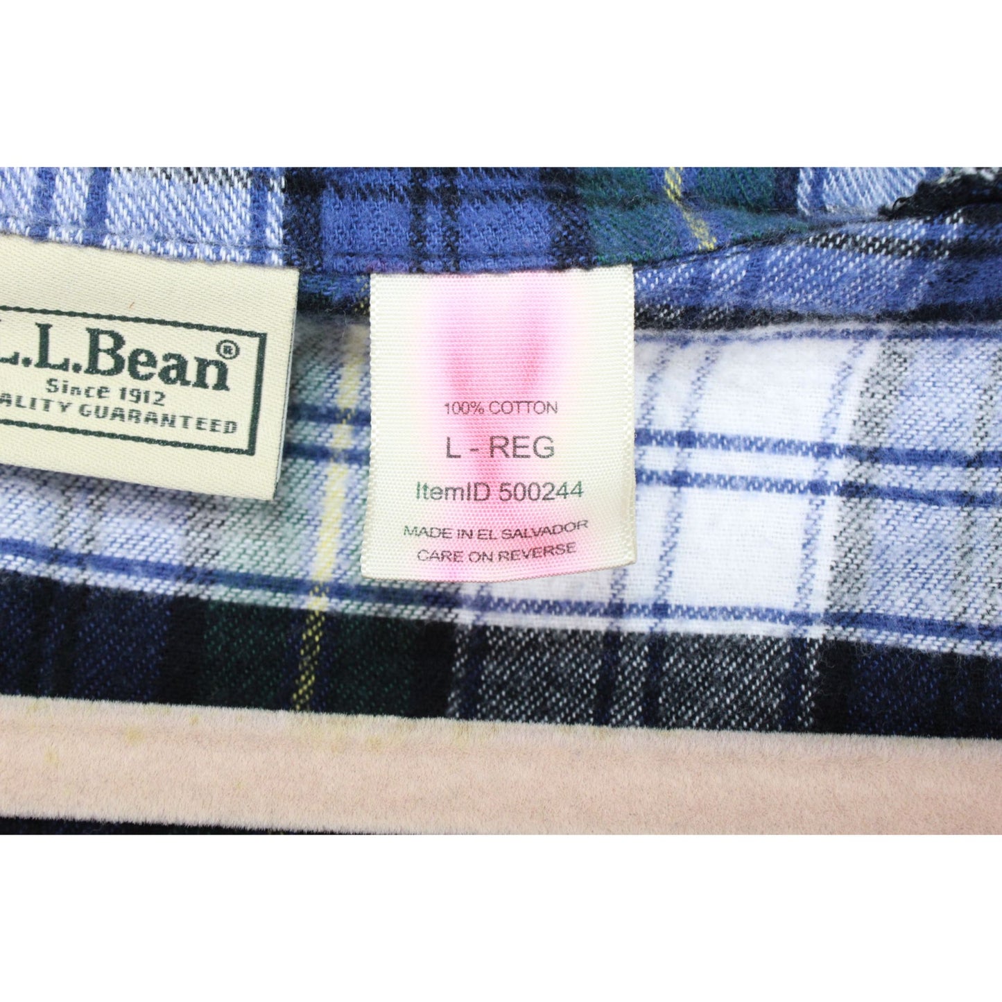 LL Bean Men's Scotch Plaid Flannel Pajamas Set Cotton Vintage Tartan Size L