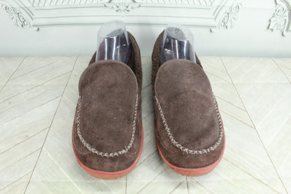 LL Bean Men's Mountain Slippers Soft Fleece Lined Brown Suede Size 13 M