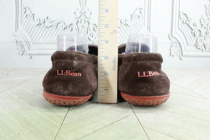 LL Bean Men's Mountain Slippers Soft Fleece Lined Brown Suede Size 13 M