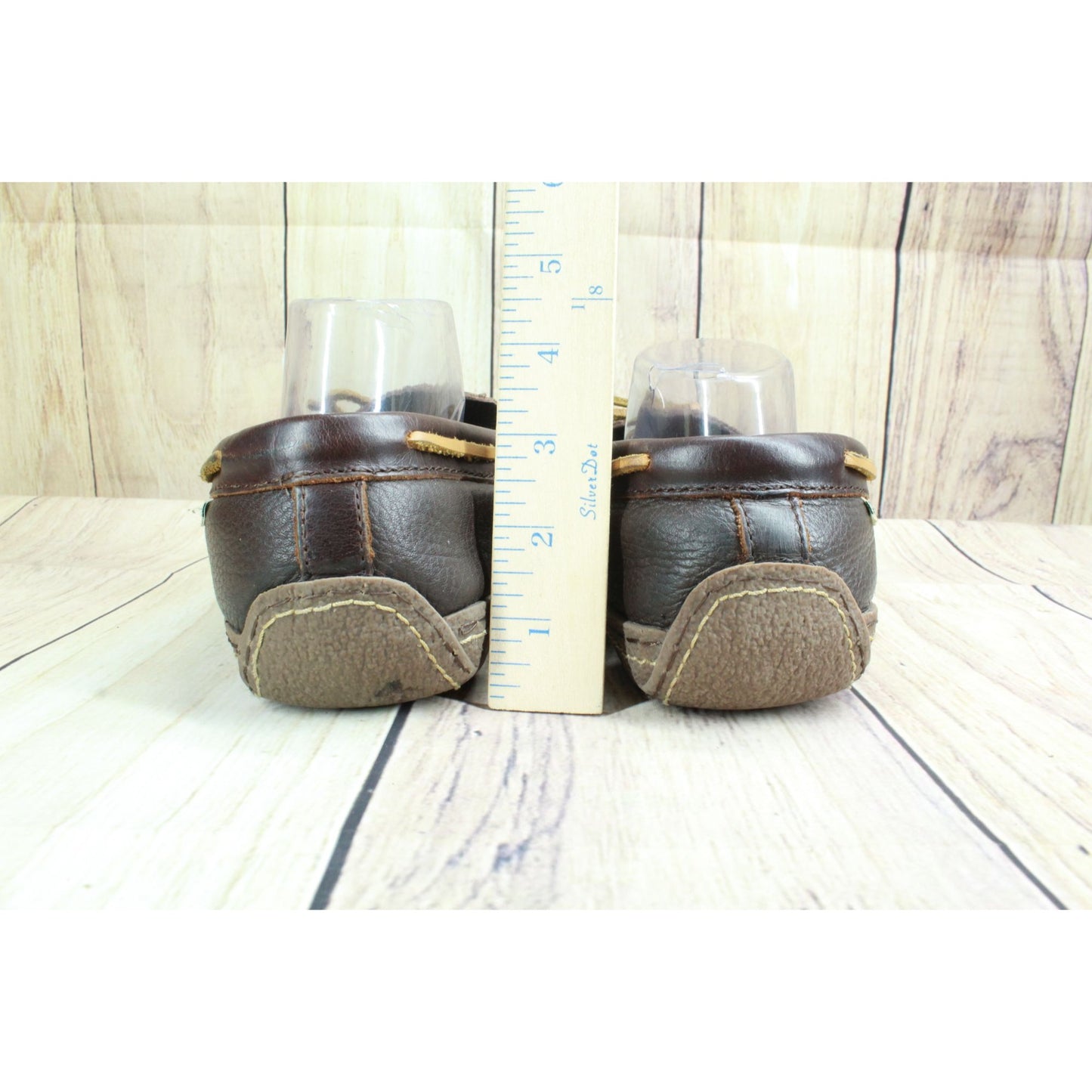 LL Bean Men's Handsewn Slippers Flannel Lined Leather Brown Size 11 M