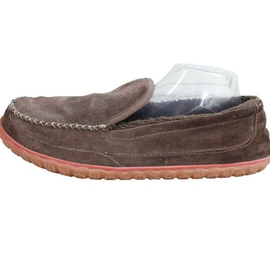 LL Bean Men's Mountain Slippers Soft Fleece Lined Brown Suede Size 13 M