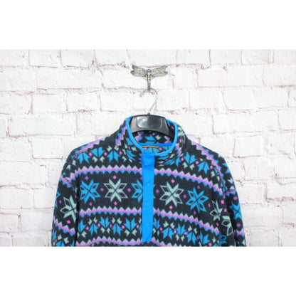 LL Bean Men's Black Aztec Nordic Fleece Quarter Snap Pullover Sweater Size XL