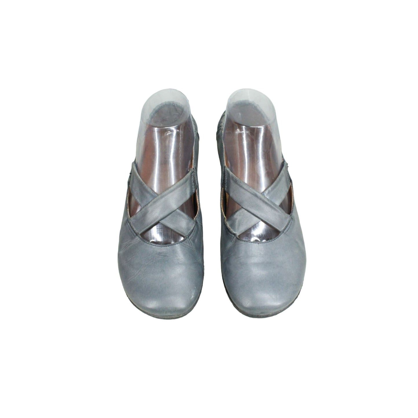 Taos Crosstown Women's Gray Leather  Criss Cross Ballet Flat Shoes Size 8