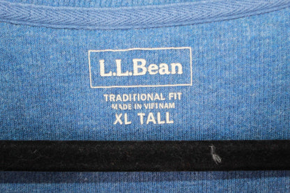 LL Bean Men's Unshrinkable Mini Waffle Henley Long-Sleeve Shirt Blue XL Tall