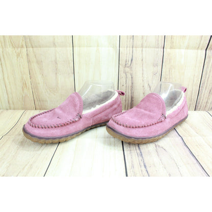 LL Bean Women's Pink Suede Fleece Lined Mountain Moccasin Slippers Size 6 M