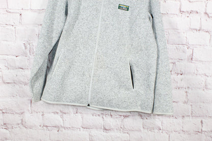 LL Bean Women's Sweater Fleece Full-Zip Jacket Polyester Gray Heather 1X Plus