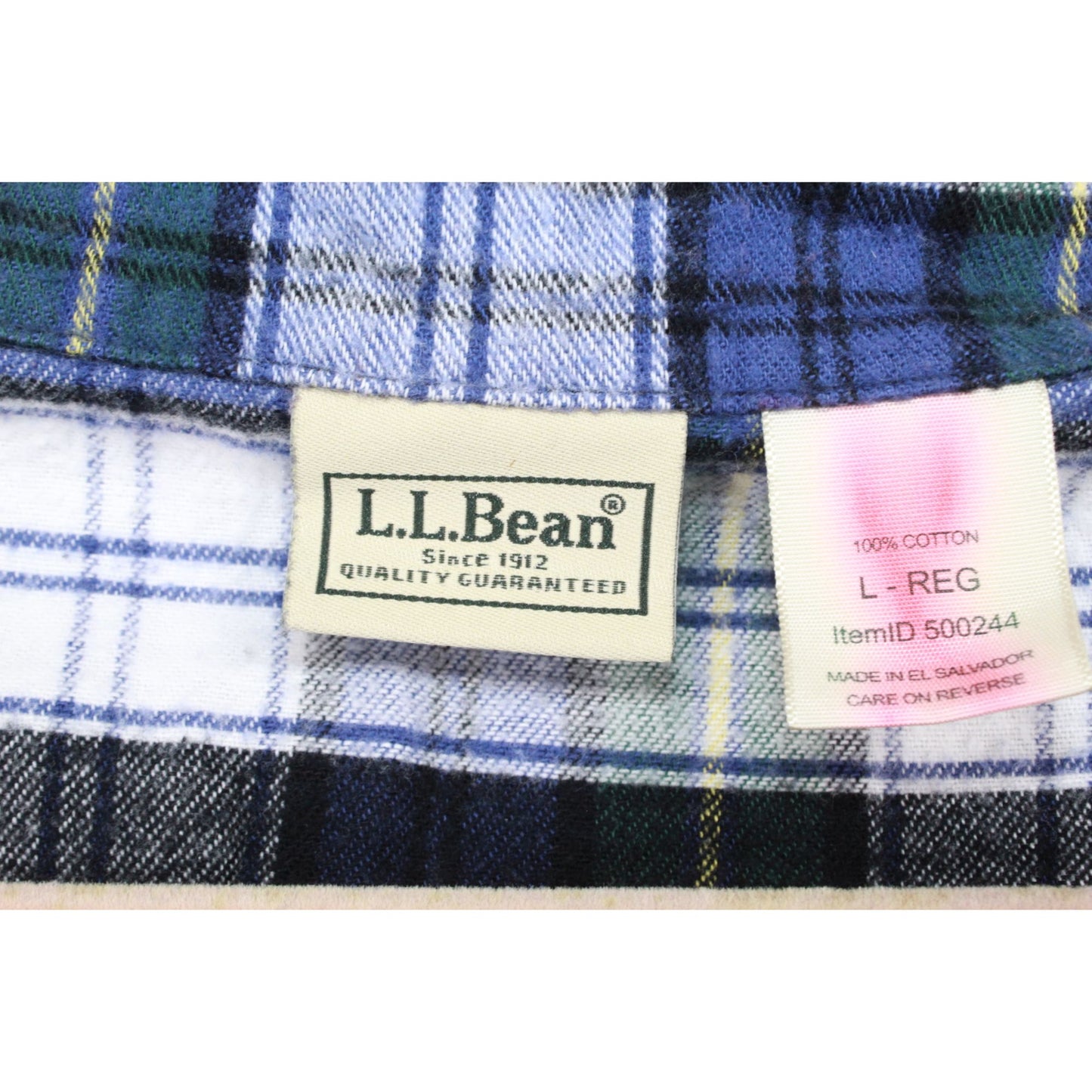 LL Bean Men's Scotch Plaid Flannel Pajamas Set Cotton Vintage Tartan Size L