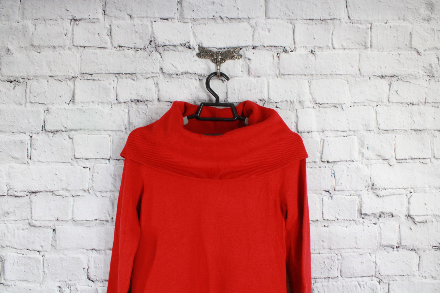 French Connection Women's Red Babysoft Cowl Neck Ribbed Hem Pullover Sweater S