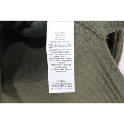 LL Bean Women's The Essential Pullover Sweater Turtleneck Wool Blend Green S Pet