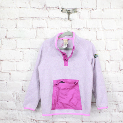 LL Bean Girls Sweater Fleece Half Snap Lavender Ice Size L 6X-7