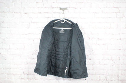 LL Bean Women's Full Zip Hooded Rain Jacket Polyster Quilted Black Size Large