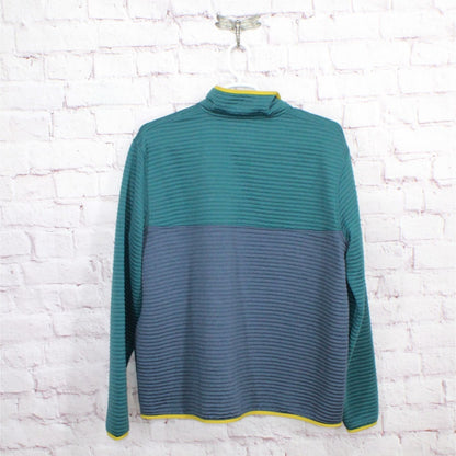 LL Bean Men's Airlight Knit Pullover Quilted Blue Green Colorblock XXL Tall