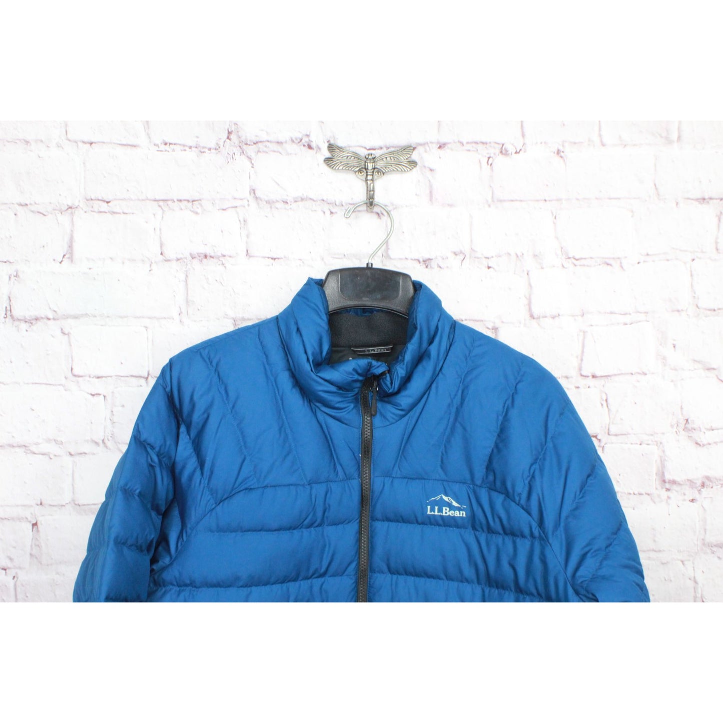 LL Bean Men's Beans Down Jacket Full Zip Quilted Fleece Lined Polyester Blue L