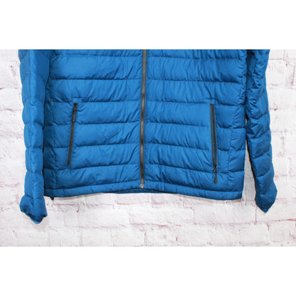 LL Bean Men's Beans Down Jacket Full Zip Quilted Fleece Lined Polyester Blue L