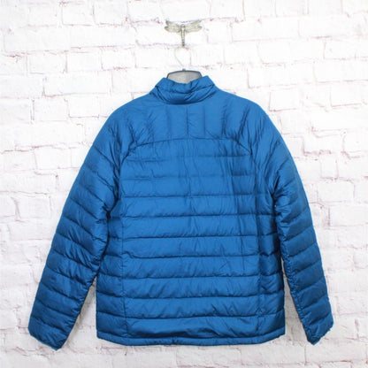 LL Bean Men's Beans Down Jacket Full Zip Quilted Fleece Lined Polyester Blue L