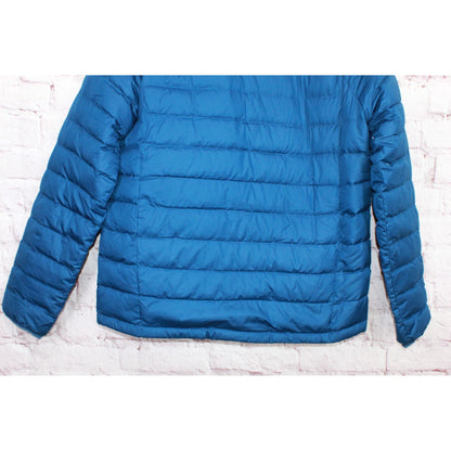 LL Bean Men's Beans Down Jacket Full Zip Quilted Fleece Lined Polyester Blue L