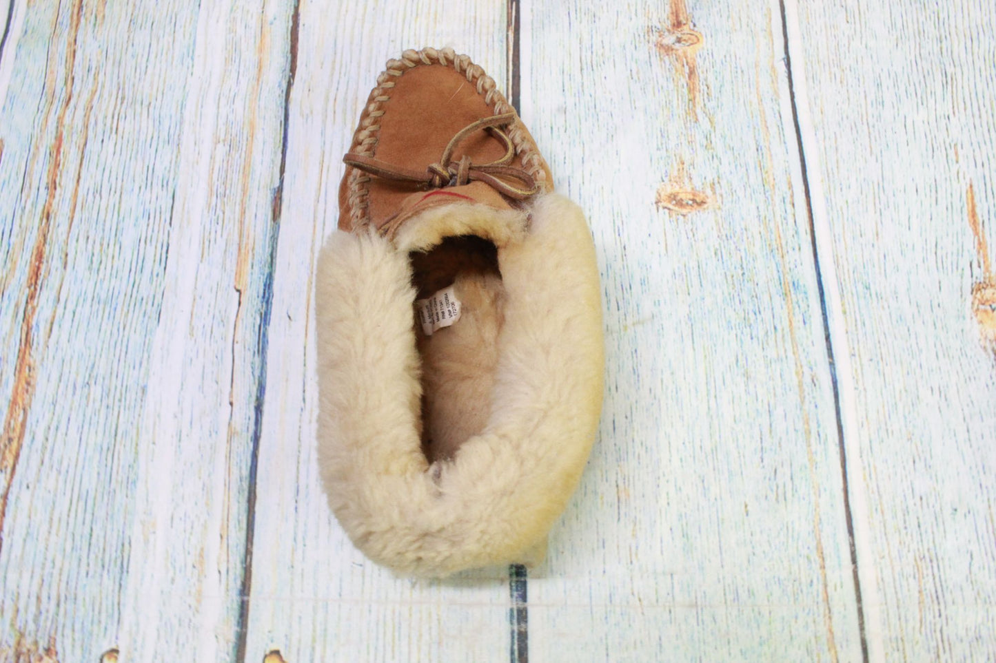 LL Bean Women's Brown Suede Wicked Good Shearling Lined Moccasin Slippers Sz 6 M