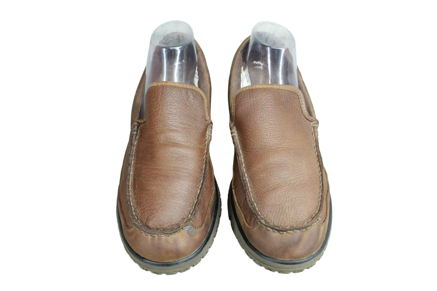 LL Bean All Week Men's Brown Leather Shearling Lined Moccasin Slippers Size 11 M