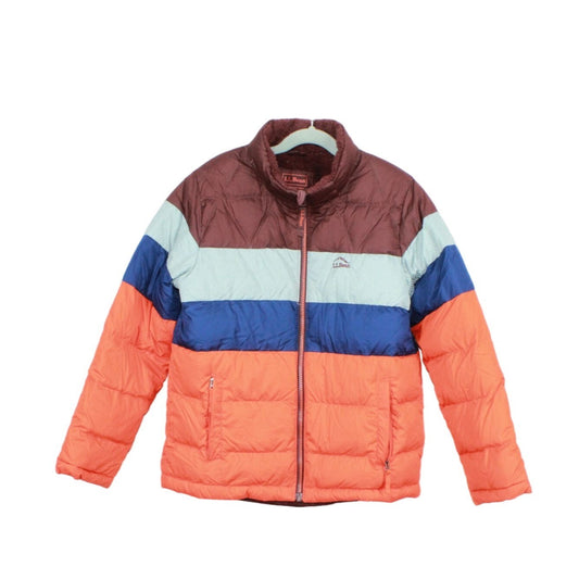 LL Bean Kids' Bean's Down Jacket Fleece Lined Colorblock Multicolor Size M 10-12