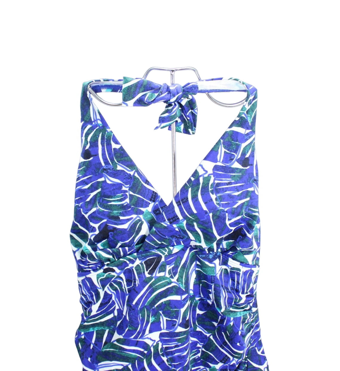 NWOT LL Bean Blue Mix-and-Match Swimwear Halter Tankini Top Print Size 4