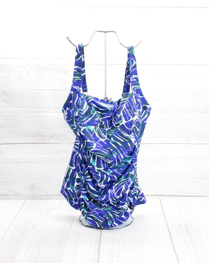 NWOT LL Bean Nylon Lycra Shaping Swimwear Tankini Top Print Size 4 Retail: $89