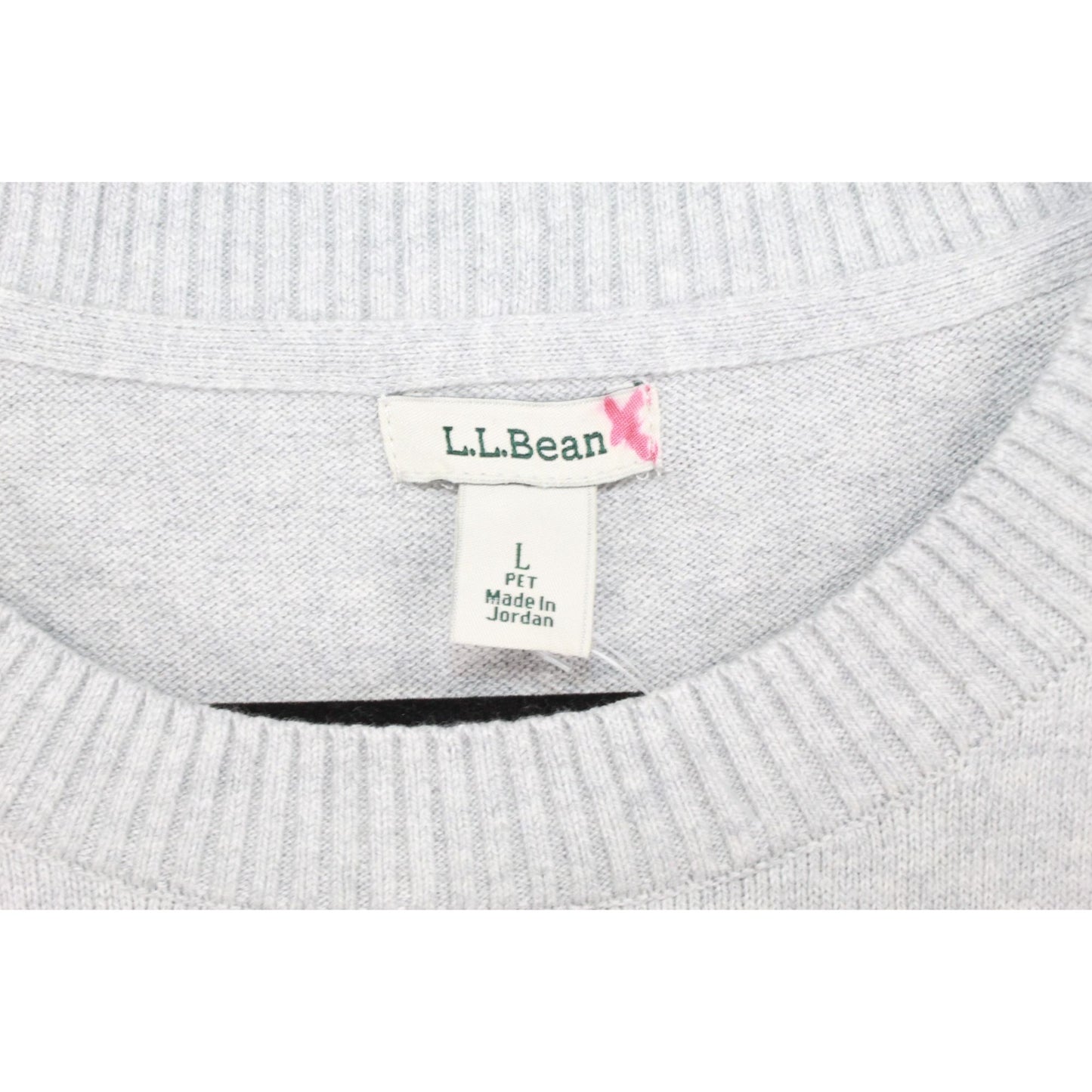 LL Bean Women's Cotton Cashmere Sweater Crewneck Light Gray Heather Size L