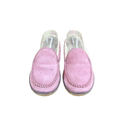 LL Bean Women's Pink Suede Fleece Lined Mountain Moccasin Slippers Size 6 M