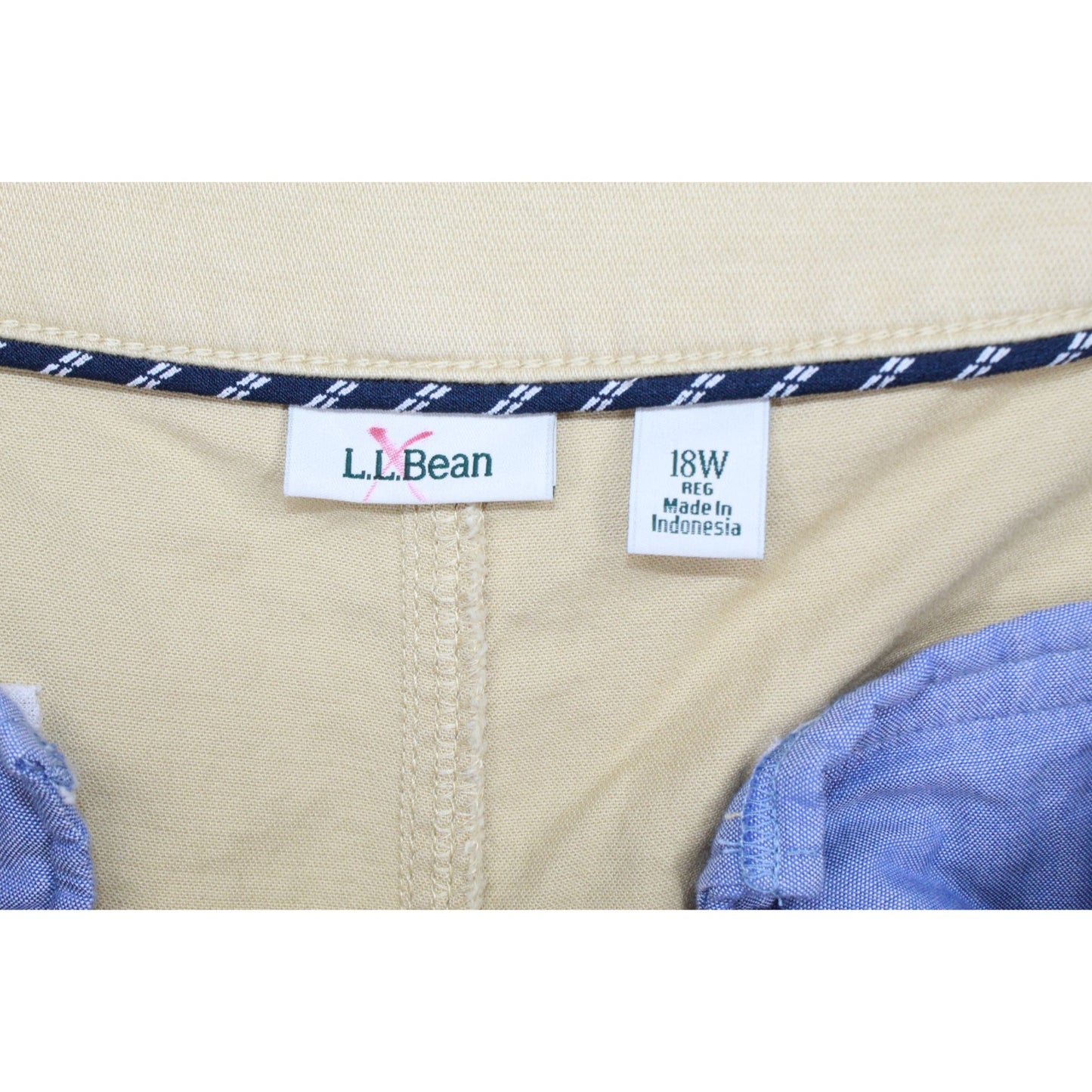 LL Bean Womens Comfort Stretch Pants Mid Rise Wide Leg Chino Cotton Pine Nut 18W