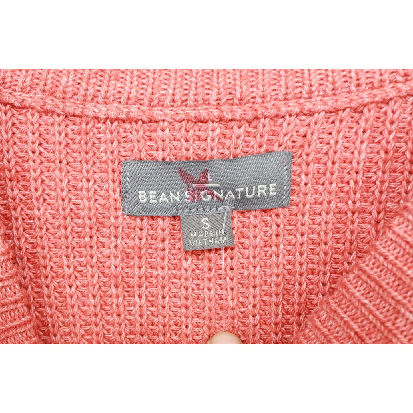 LL Bean Men's Signature Shaker Stitch Sweater Crewneck Cotton Orange Size Small