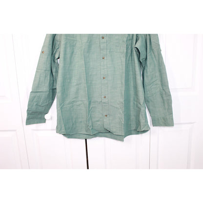 LL Bean Women's Green Cotton Traditional Fit Long Sleeve Button Up Shirt Small