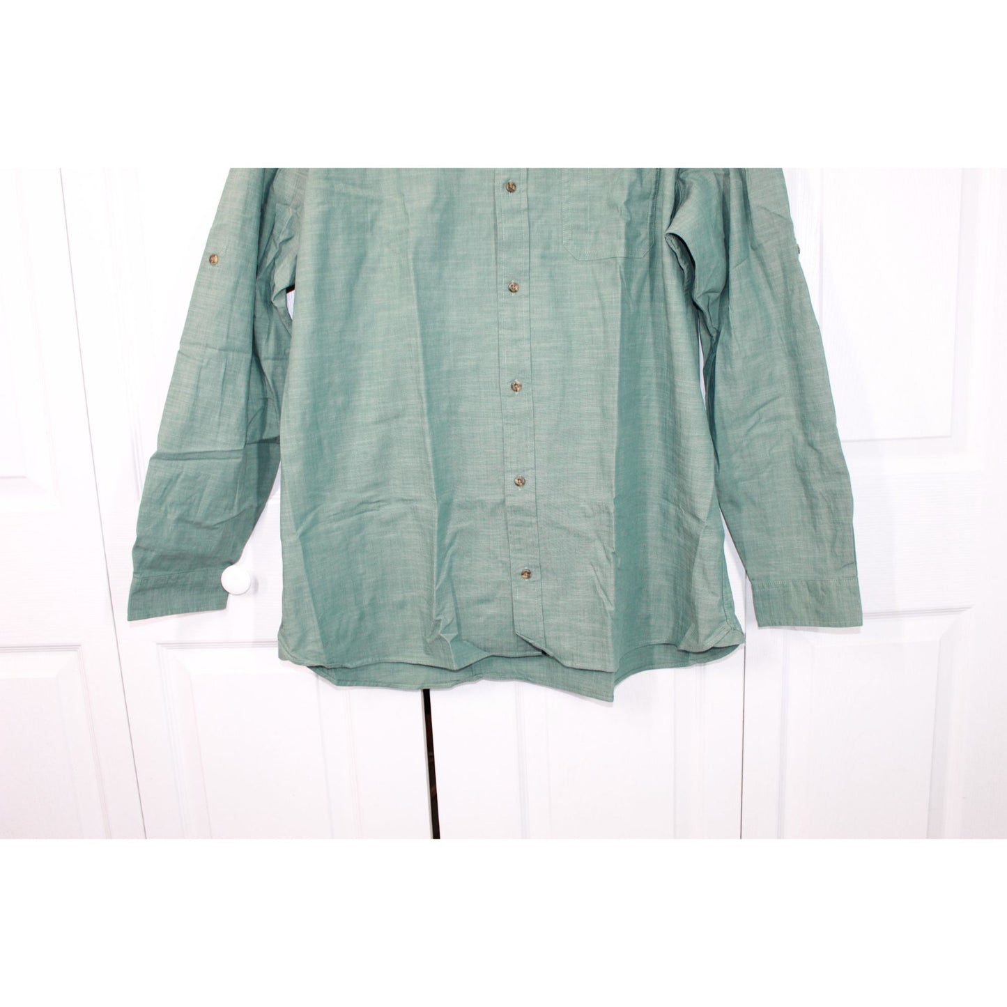 LL Bean Men's Green Cotton Traditional Fit Long Sleeve Button Up Shirt