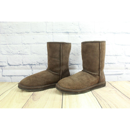 LL Bean Women's Brown Suede Pull On Shearling Lined Winter Boots Size 8 M