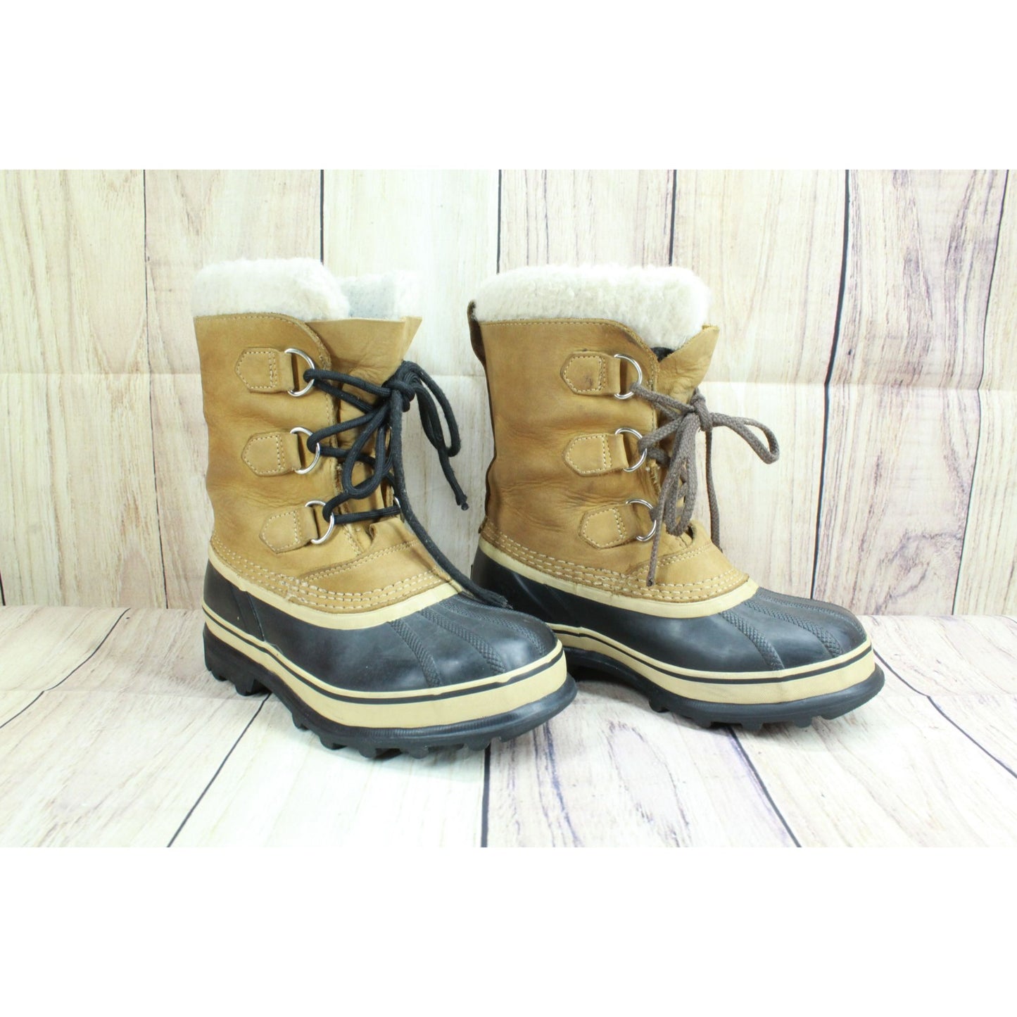 Sorel Caribou Buff Women's Brown Leather Waterproof Fleece Lined Duck Boots Sz 4