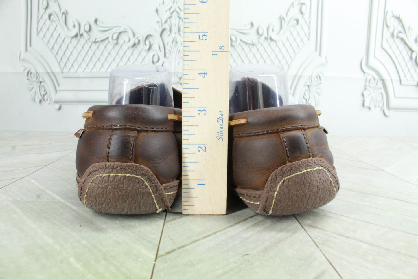 LL Bean Men's Brown Leather Slip On Comfort Flannel-Lined Handsewn Slippers 10 M