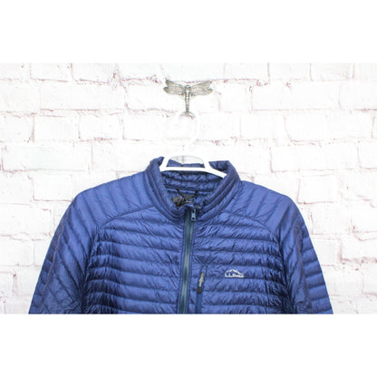 LL Bean Mens Ultralight 850 Down Jacket Quilted Full Zipper Blue Size XXL