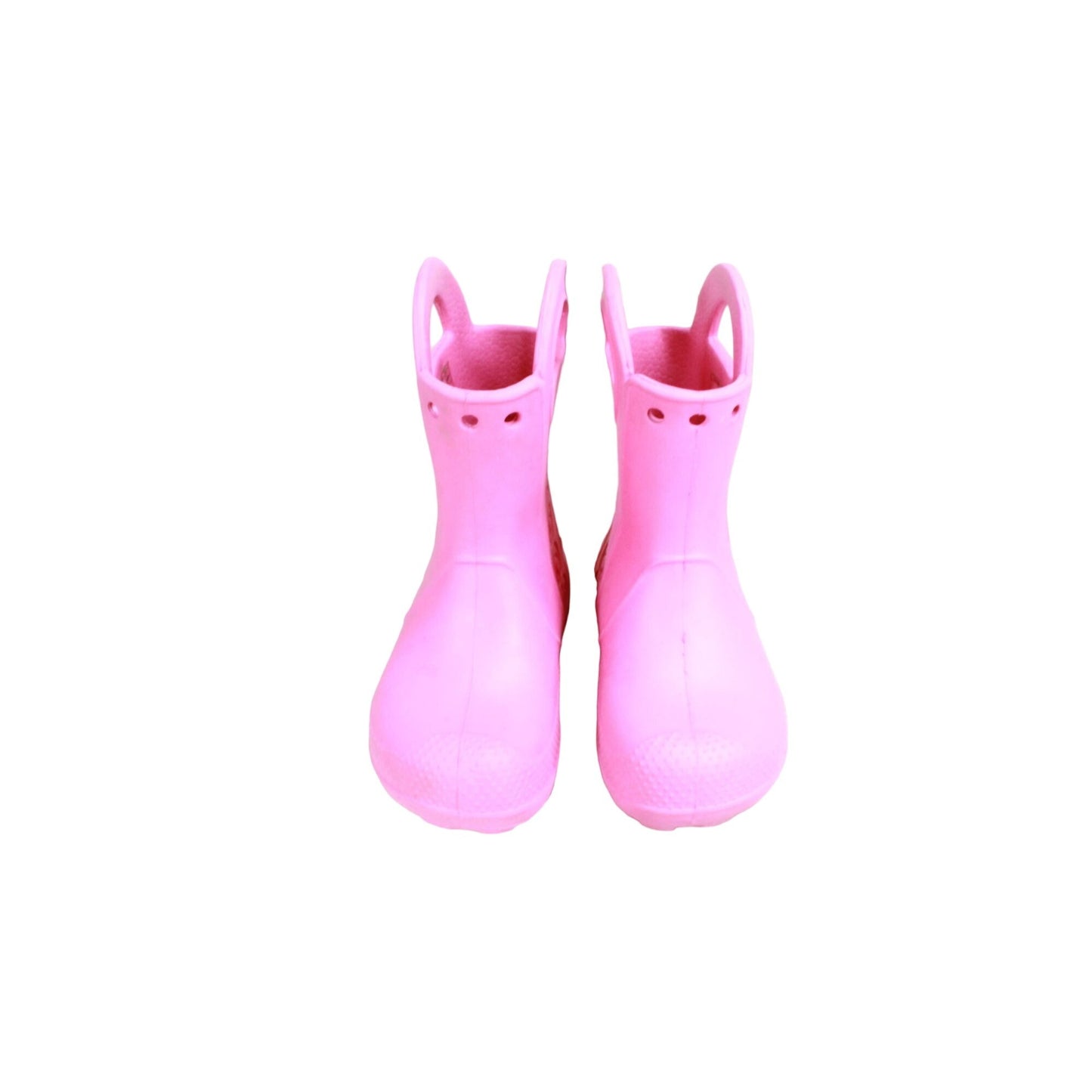 Crocs Handle It Kid's Pink Rubber Pull On Cozy Waterproof Rain Boots Size 8