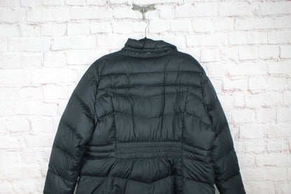 LL Bean Women's Warm Core Down Coat Polyester Snap Zip Black Quilted Size 1X