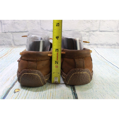 LL Bean Men's Brown Leather Slip On Flannel Lined Handsewn Slippers Size 7 M