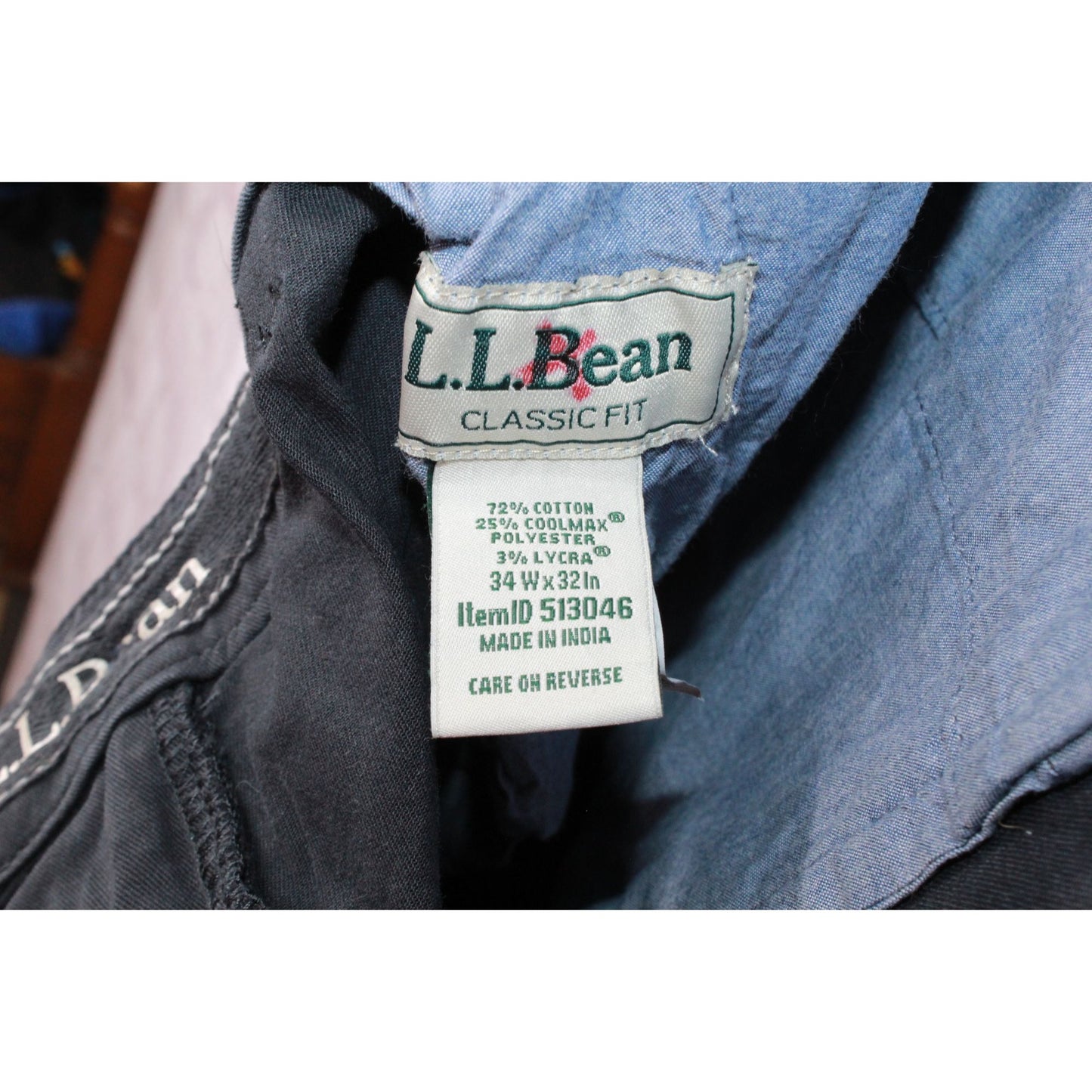 LL Bean Men's Comfort Stretch Chino Pants Classic Fit Straight Leg Black 34x32