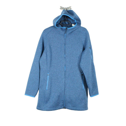 LL Bean Women's Arctic Blue Fleece Full-Zip Hooded Coat Jacket Size L Pet